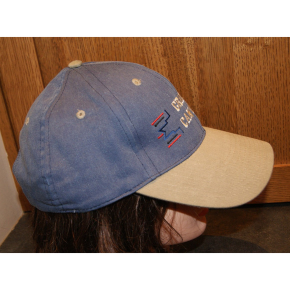 Vintage 90s Grand Canyon Navajo Blue Tan Snapback Hat Cap Fred Harvey Trading Co - Picture 3 of 7